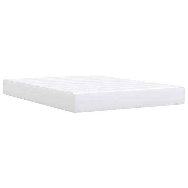 Boxspringbett mit Matratze Weiß 140x190 cm Kunstleder