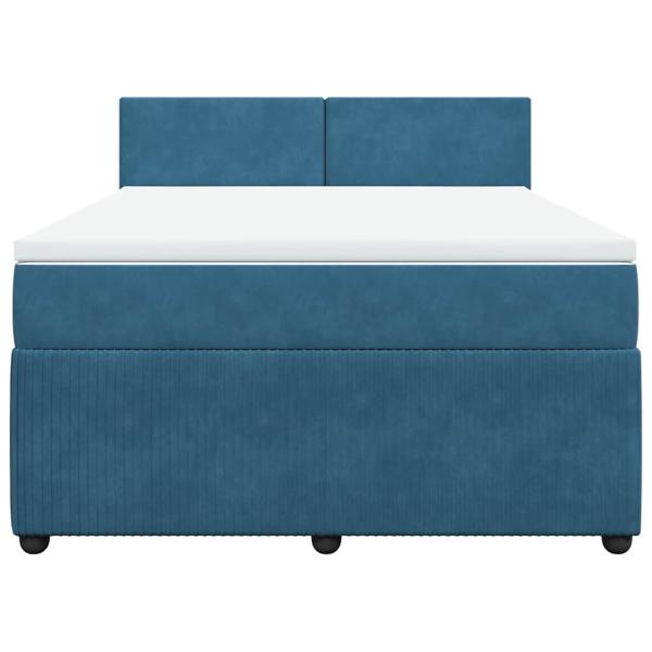 Boxspringbett mit Matratze Blau 140x190 cm Samt