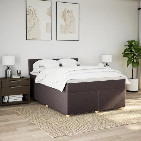 Boxspringbett mit Matratze Dunkelbraun 140x190 cm Stoff