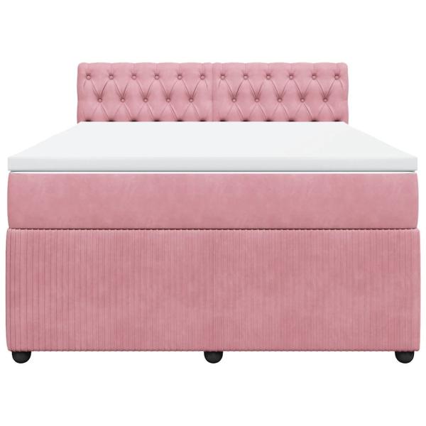 Boxspringbett mit Matratze Rosa 140x190 cm Samt
