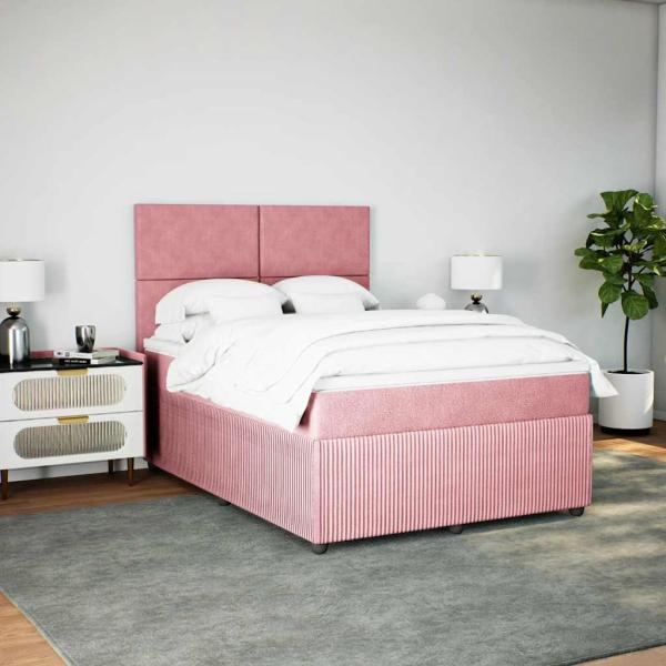 ARDEBO.de - Boxspringbett mit Matratze Rosa 140x190 cm Samt