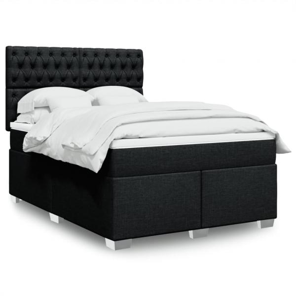 ARDEBO.de - Boxspringbett mit Matratze Schwarz 140x190 cm Stoff