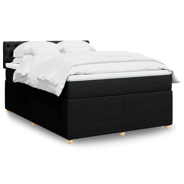 ARDEBO.de - Boxspringbett mit Matratze Schwarz 140x190 cm Stoff