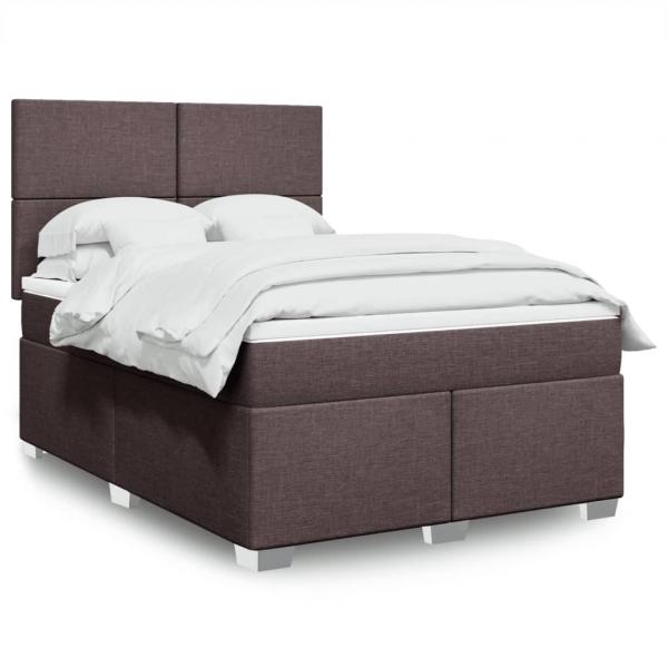 ARDEBO.de - Boxspringbett mit Matratze Dunkelbraun 140x190 cm Stoff