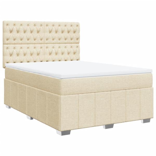 ARDEBO.de - Boxspringbett mit Matratze Creme 140x190 cm Stoff