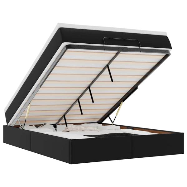 Ottoman-Bett mit Matratze Schwarz 140x190 cm Kunstleder
