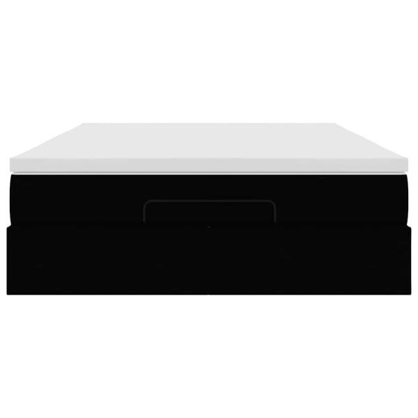 Ottoman-Bett mit Matratze Schwarz 140x190 cm Kunstleder