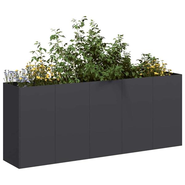 ARDEBO.de - Pflanzkübel Schwarz 200x40x80 cm Kaltgewalzter Stahl