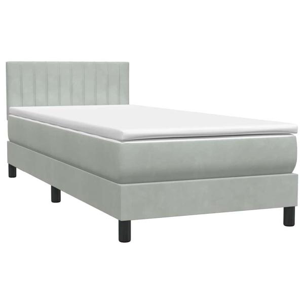 Boxspringbett mit Matratze Hellgrau 90x210 cm Samt