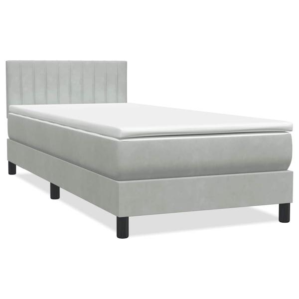 Boxspringbett mit Matratze Hellgrau 90x210 cm Samt