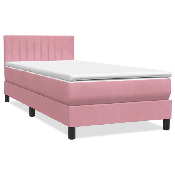 Boxspringbett mit Matratze Rosa 90x210 cm Samt