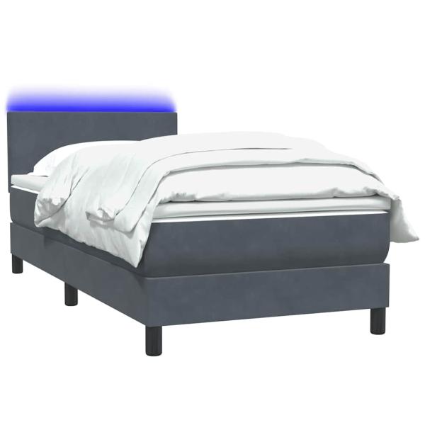 ARDEBO.de - Boxspringbett mit Matratze Dunkelgrau 90x220 cm Samt