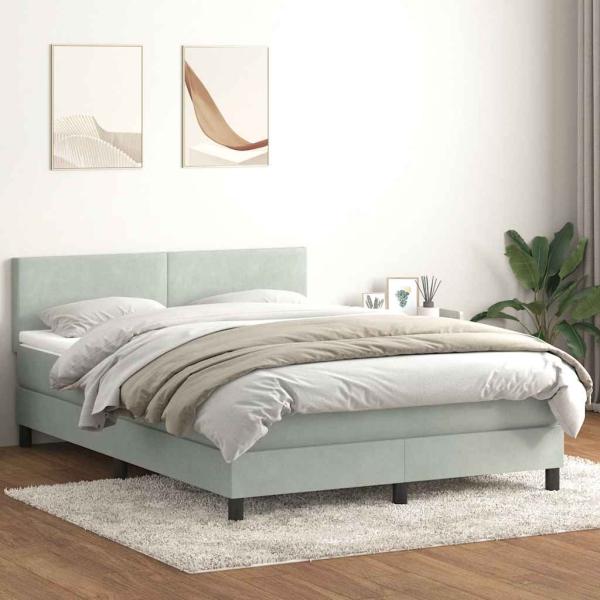 ARDEBO.de - Boxspringbett mit Matratze Hellgrau 160x220 cm Samt