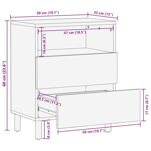 Nachttisch Braun 50x33x62 cm Massivholz Mango