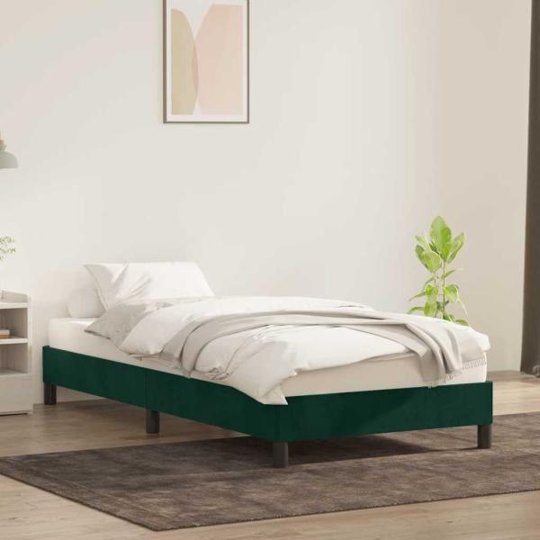Bettgestell ohne Matratze Dunkelgrün 80x210 cm Samt