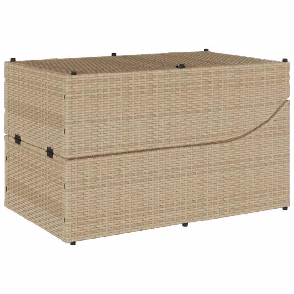 Klappliege mit Auflage und Stauraum Beige Poly-Rattan
