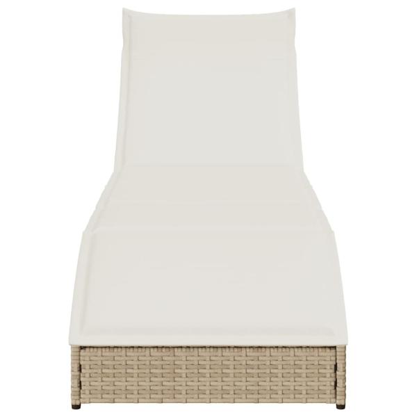 Klappliege mit Auflage und Stauraum Beige Poly-Rattan