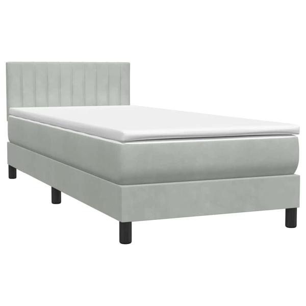 Boxspringbett mit Matratze Hellgrau 80x220 cm Samt
