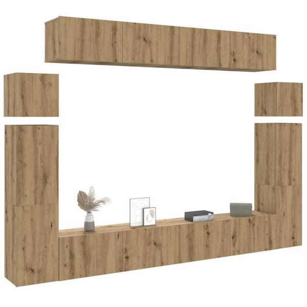 ARDEBO.de - 8-tlg. TV-Schrank-Set Wandmontage Artisan-Eiche Holzwerkstoff