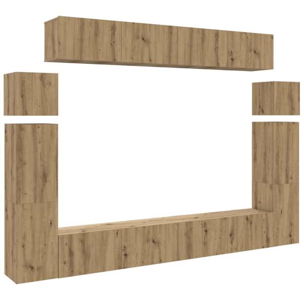 8-tlg. TV-Schrank-Set Wandmontage Artisan-Eiche Holzwerkstoff