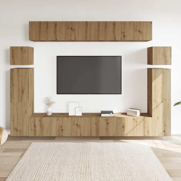 8-tlg. TV-Schrank-Set Wandmontage Artisan-Eiche Holzwerkstoff