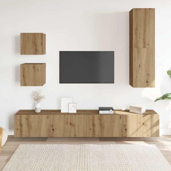 5-tlg. TV-Schrank-Set Wandmontage Artisan-Eiche Holzwerkstoff