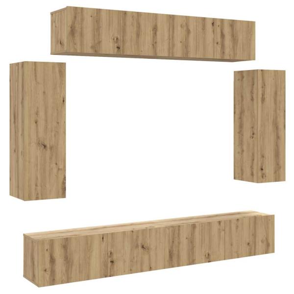 6-tlg. TV-Schrank-Set Wandmontage Artisan-Eiche Holzwerkstoff