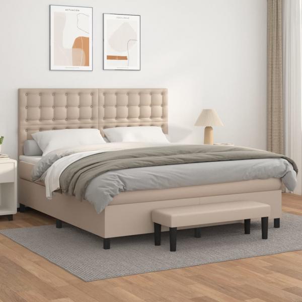 ARDEBO.de - Boxspringbett Matratze Cappuccino-Braun 180x200 cm Kunstleder