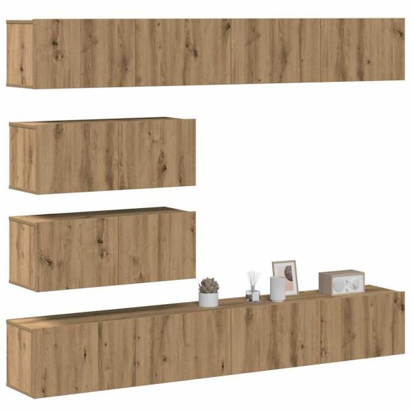 ARDEBO.de - 6-tlg. TV-Schrank-Set Wandmontage Artisan-Eiche Holzwerkstoff