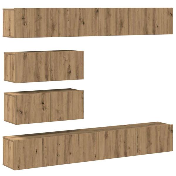 6-tlg. TV-Schrank-Set Wandmontage Artisan-Eiche Holzwerkstoff