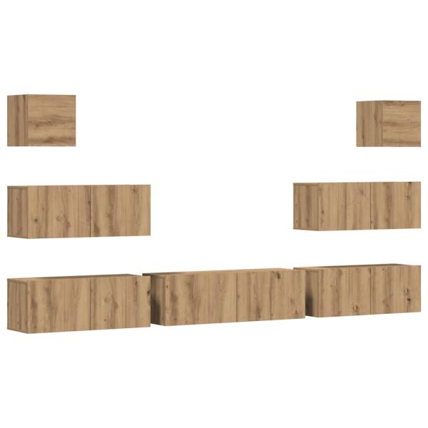 7-tlg. TV-Schrank-Set Wandmontage Artisan-Eiche Holzwerkstoff