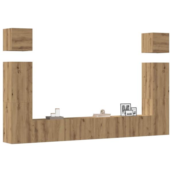 ARDEBO.de - 6-tlg. TV-Schrank-Set Wandmontage Artisan-Eiche Holzwerkstoff