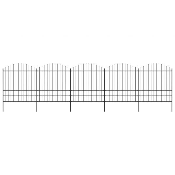 ARDEBO.de - Gartenzaun mit Speerspitzen Stahl (1,75 - 2) x 8,5 m Schwarz