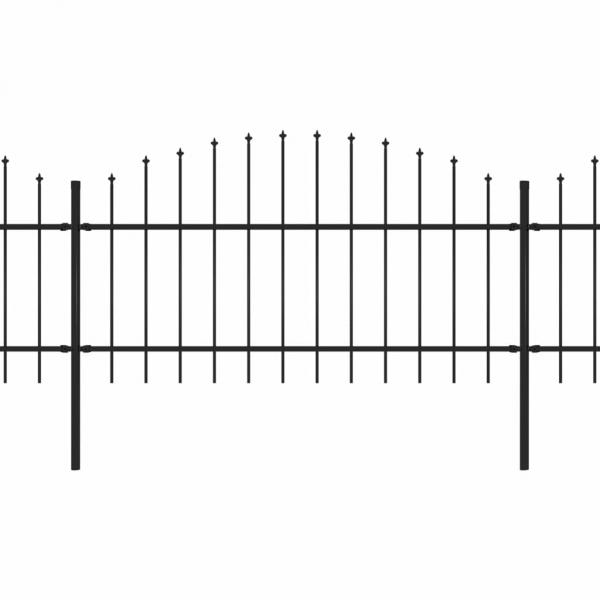 Gartenzaun mit Speerspitzen Stahl (1 - 1,25) x 17 m Schwarz