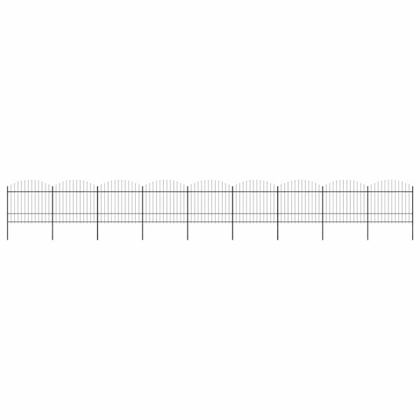 Gartenzaun mit Speerspitzen Stahl (1,5 - 1,75) x 15,3 m Schwarz