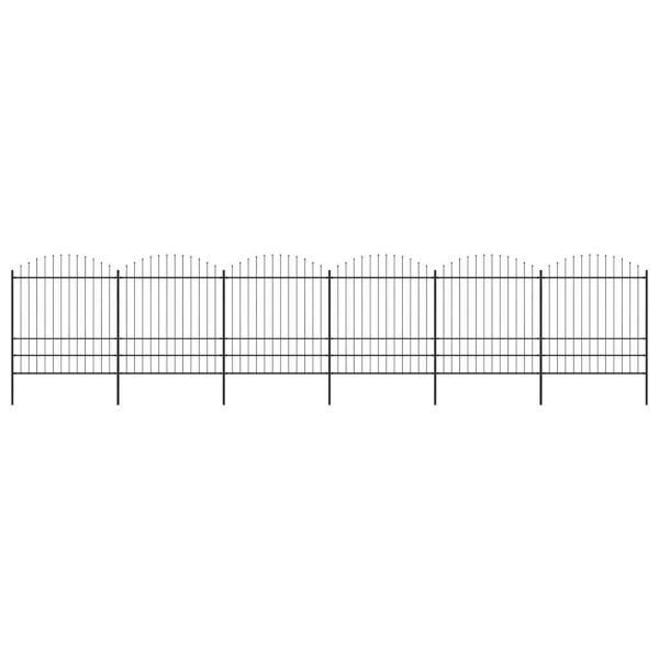 Gartenzaun mit Speerspitzen Stahl (1,75 - 2) x 10,2 m Schwarz