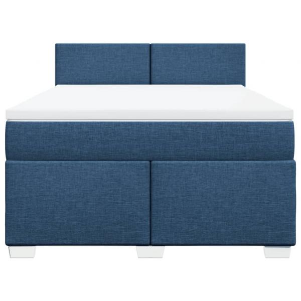 Boxspringbett mit Matratze Blau 140x190 cm Stoff