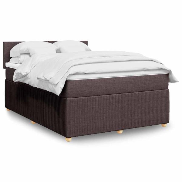 ARDEBO.de - Boxspringbett mit Matratze Dunkelbraun 140x190 cm Stoff