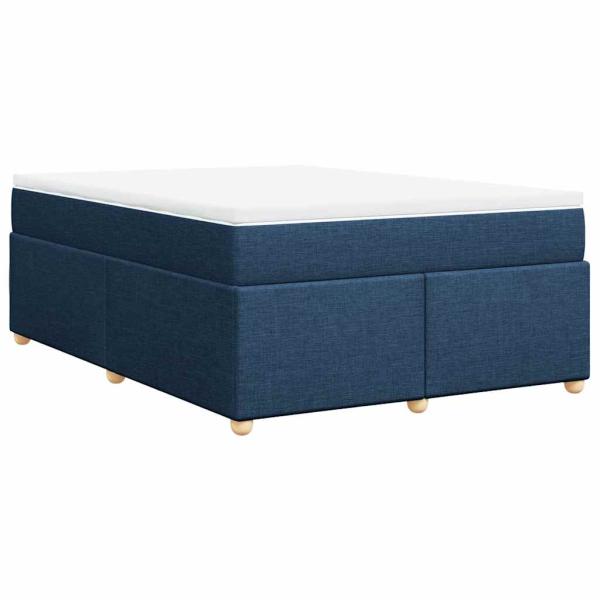 Boxspringbett mit Matratze Blau 140x190 cm Stoff
