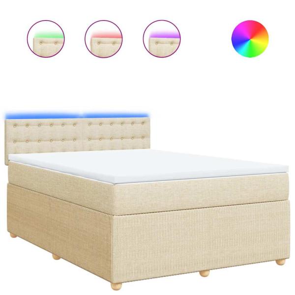 Boxspringbett mit Matratze Creme 140x190 cm Stoff