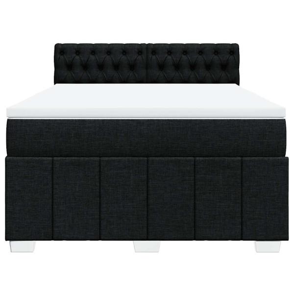 Boxspringbett mit Matratze Schwarz 140x190 cm Stoff