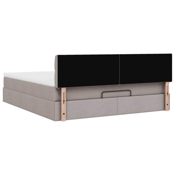 Ottoman-Bett mit Matratze & LEDs Taupe 180x200 cm Stoff
