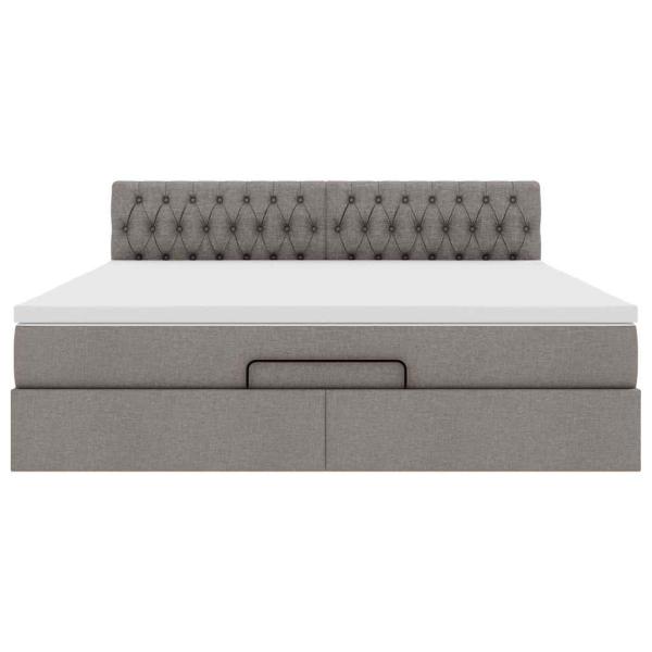 Ottoman-Bett mit Matratze & LEDs Taupe 180x200 cm Stoff
