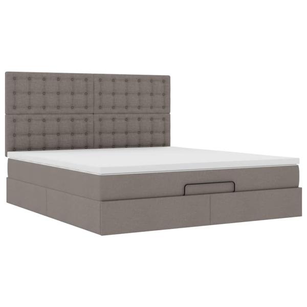Ottoman-Bett mit Matratze & LEDs Taupe 180x200 cm Stoff
