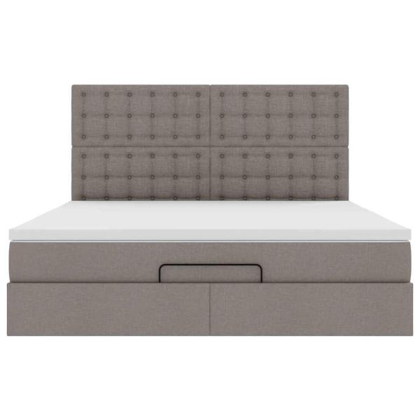 Ottoman-Bett mit Matratze & LEDs Taupe 180x200 cm Stoff