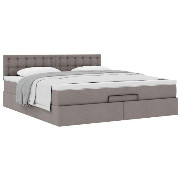 Ottoman-Bett mit Matratze Taupe 180x200 cm Stoff