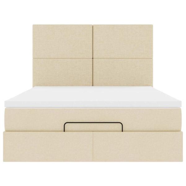 Ottoman-Bett mit Matratze Creme 140x190 cm Stoff