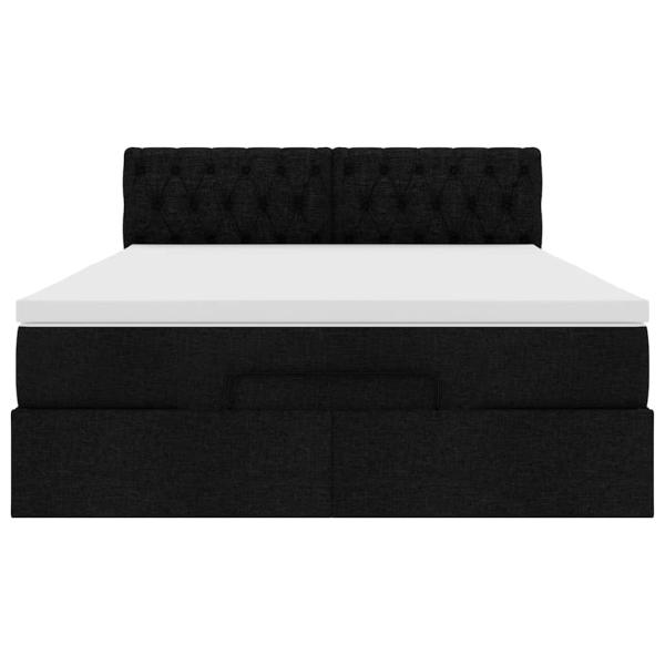 Ottoman-Bett mit Matratze Schwarz 140x190 cm Stoff