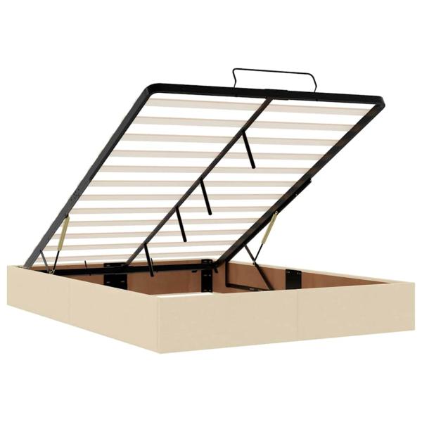 Ottoman-Bett mit Matratze & LEDs Creme 140x190 cm Stoff