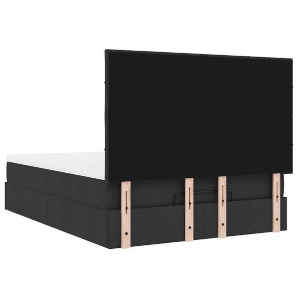 Ottoman-Bett mit Matratze & LEDs Schwarz 140x190 cm Stoff